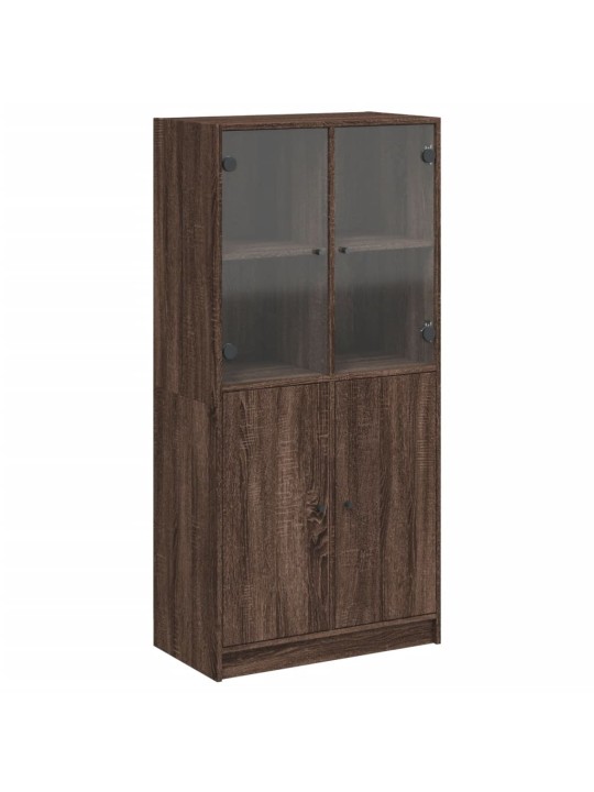 Highboard s dvířky hnědý dub 68 x 37 x 142 cm kompozitní dřevo