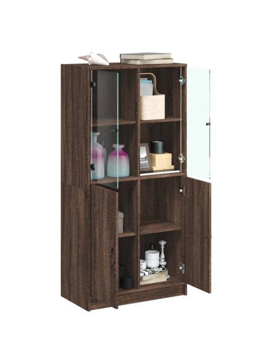 Highboard s dvířky hnědý dub 68 x 37 x 142 cm kompozitní dřevo
