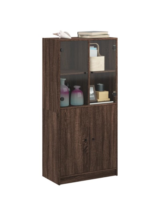 Highboard s dvířky hnědý dub 68 x 37 x 142 cm kompozitní dřevo