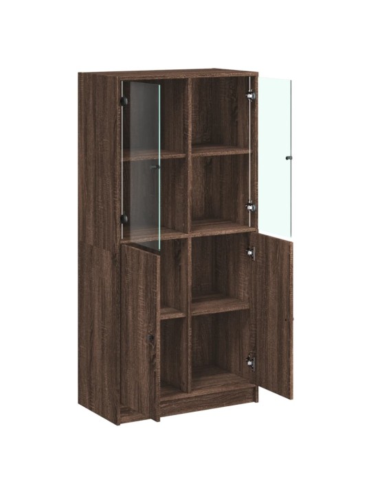 Highboard s dvířky hnědý dub 68 x 37 x 142 cm kompozitní dřevo