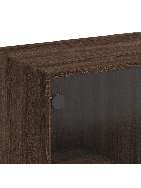 Highboard s dvířky hnědý dub 68 x 37 x 142 cm kompozitní dřevo