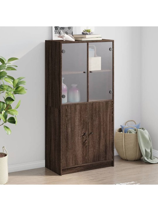 Highboard s dvířky hnědý dub 68 x 37 x 142 cm kompozitní dřevo