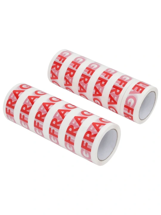 Lepicí páska 12 ks s potiskem FRAGILE bílá 48 mm x 66 m