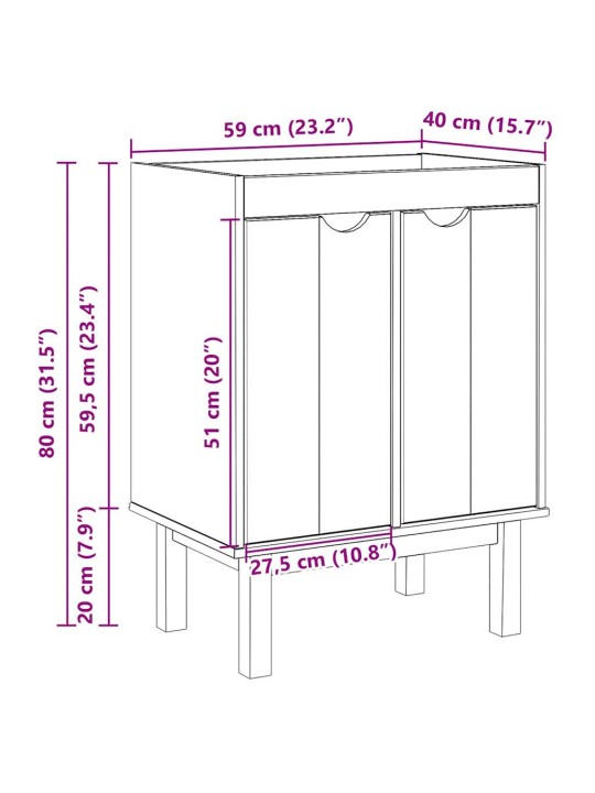 Koupelnová skříňka pod umyvadlo OTTA 59x40x80 cm masiv borovice