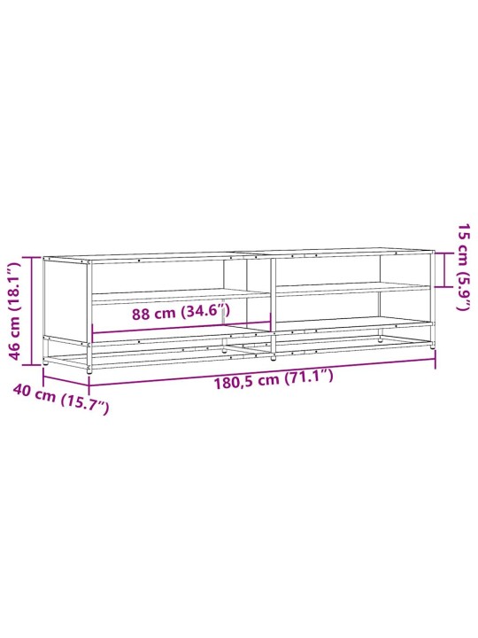 TV skříňka černá 180,5 x 40 x 46 cm kompozitní dřevo