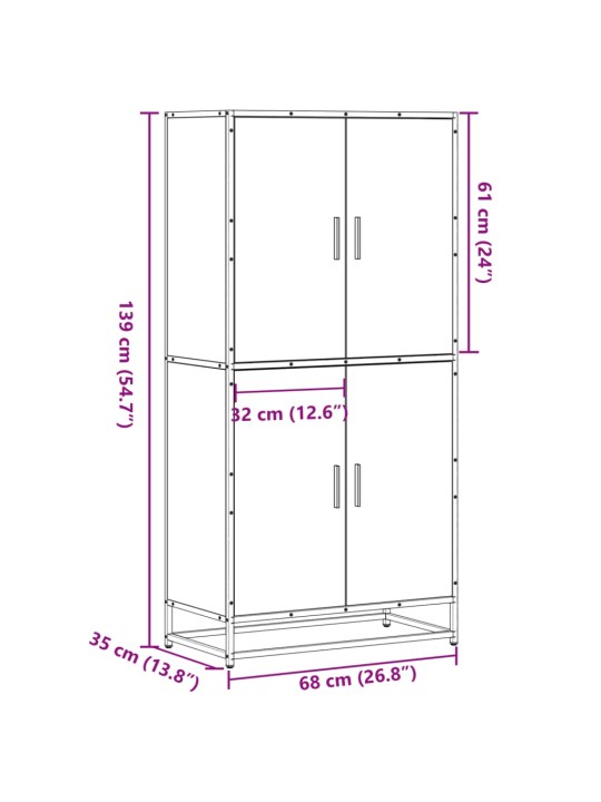 Skříň highboard dub sonoma 68 x 35 x 139 cm kompozitní dřevo