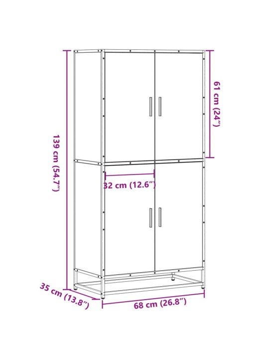 Skříň highboard šedá sonoma 68 x 35 x 139 cm kompozitní dřevo