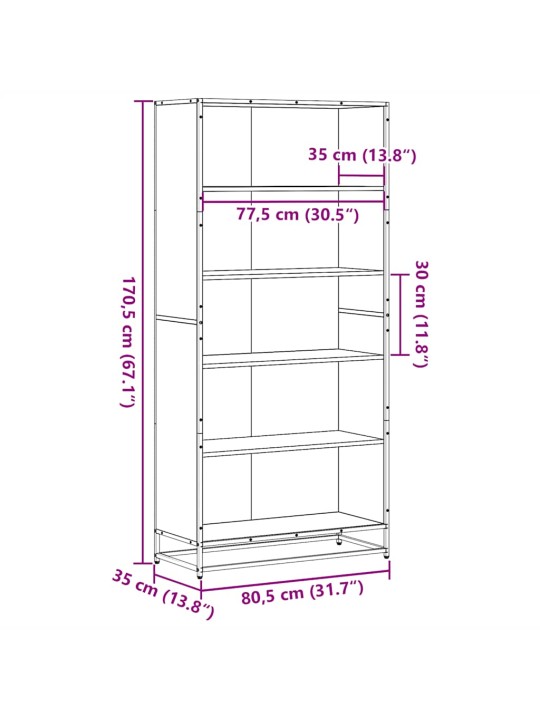 Knihovna dub sonoma 80,5 x 35 x 170,5 cm kompozitní dřevo
