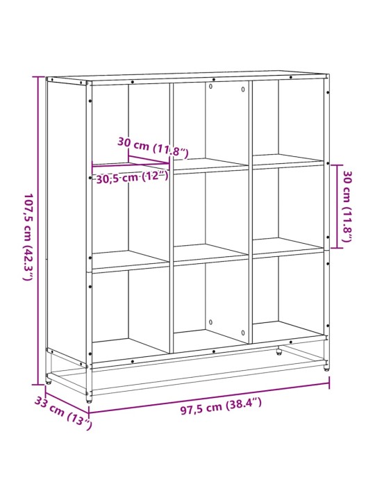 Knihovna kouřový dub 97,5x33x107,5 cm kompozitní dřevo a kov