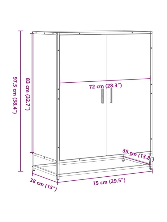 Botník černý 75 x 38 x 97,5 cm kompozitní dřevo a kov