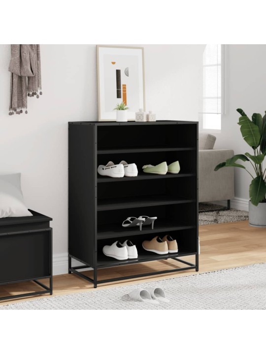 Botník černý 75 x 38 x 97,5 cm kompozitní dřevo a kov