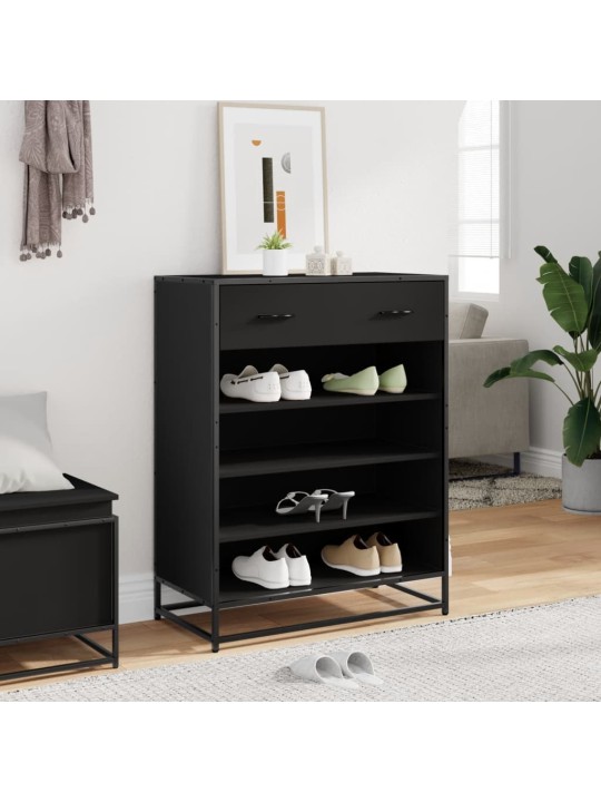 Botník černý 75 x 38 x 97,5 cm kompozitní dřevo a kov