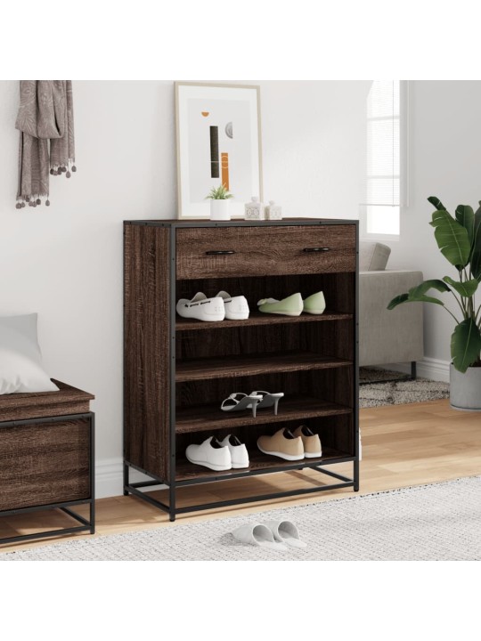 Botník hnědý dub 75 x 38 x 97,5 cm kompozitní dřevo a kov