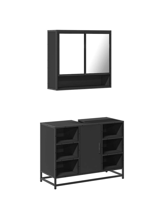 2dílný set koupelnového nábytku černý kompozitní dřevo