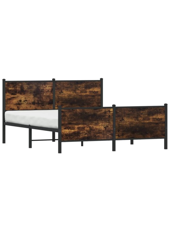 Kovový rám postele bez matrace kouřový dub 160 x 200 cm