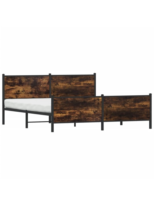 Kovový rám postele bez matrace kouřový dub 180 x 200 cm