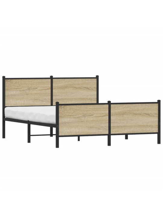Kovový rám postele bez matrace dub sonoma 140 x 190 cm
