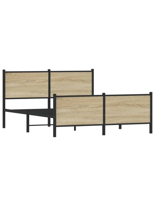 Kovový rám postele bez matrace dub sonoma 140 x 190 cm