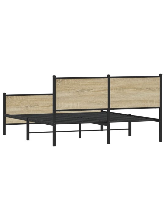 Kovový rám postele bez matrace dub sonoma 140 x 190 cm