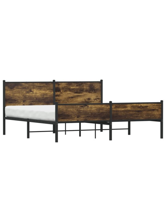 Kovový rám postele bez matrace kouřový dub 160 x 200 cm