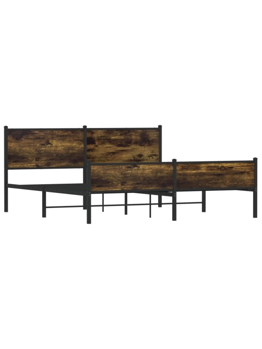 Kovový rám postele bez matrace kouřový dub 160 x 200 cm