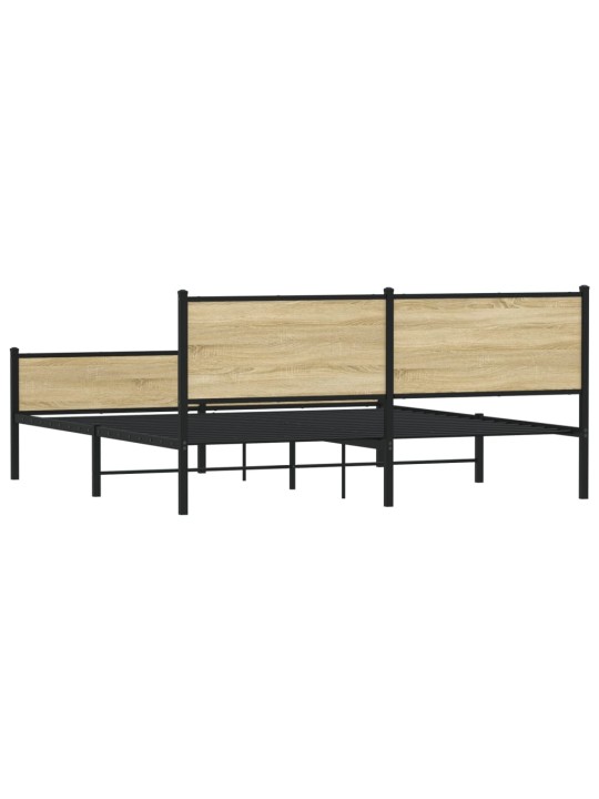 Kovový rám postele bez matrace dub sonoma 180 x 200 cm