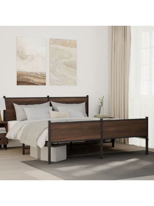 Kovový rám postele bez matrace hnědý dub 180 x 200 cm