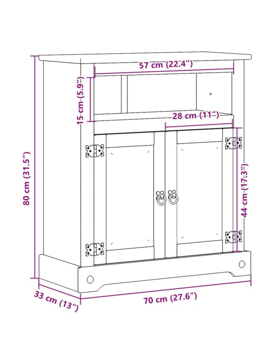 Koupelnová skříňka Corona 70 x 33 x 80 cm masivní borové dřevo