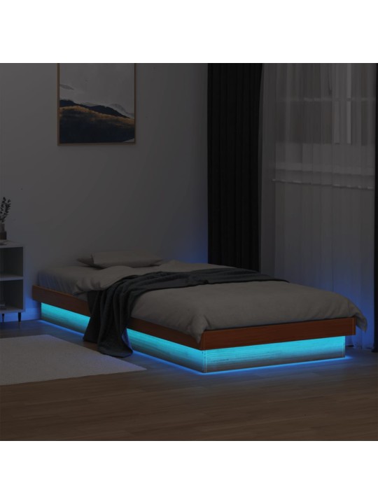 Rám postele s LED voskově hnědý 75 x 190 cm masivní borovice