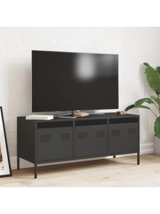 TV skříňka černá 101,5 x 39 x 43,5 cm ocel válcovaná za studena