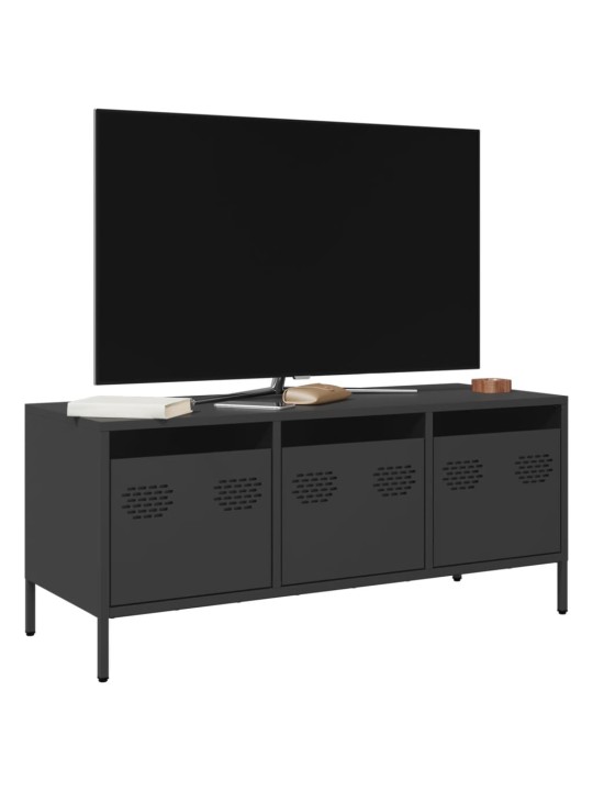 TV skříňka černá 101,5 x 39 x 43,5 cm ocel válcovaná za studena