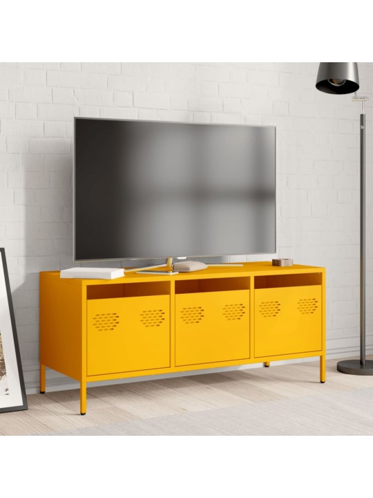 TV skříňka hořčicově žlutá 101,5 x 39 x 43,5 cm ocel