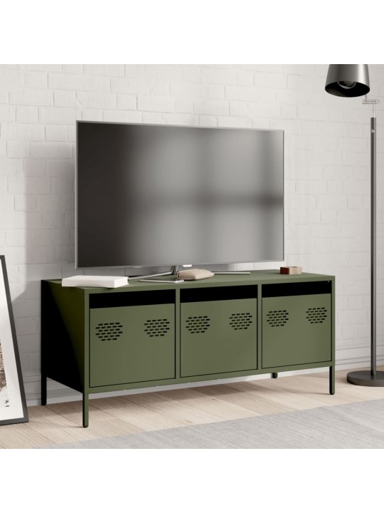 TV skříňka olivově zelená 101,5 x 39 x 43,5 cm ocel