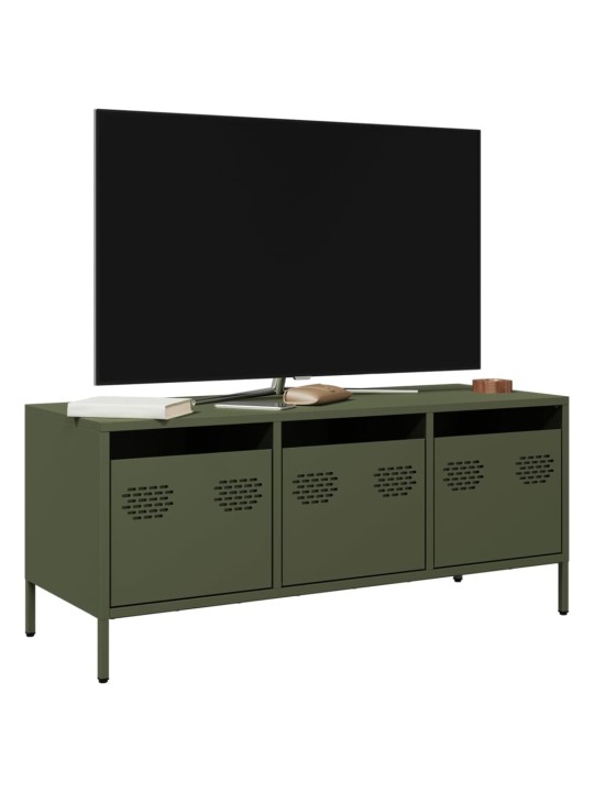 TV skříňka olivově zelená 101,5 x 39 x 43,5 cm ocel