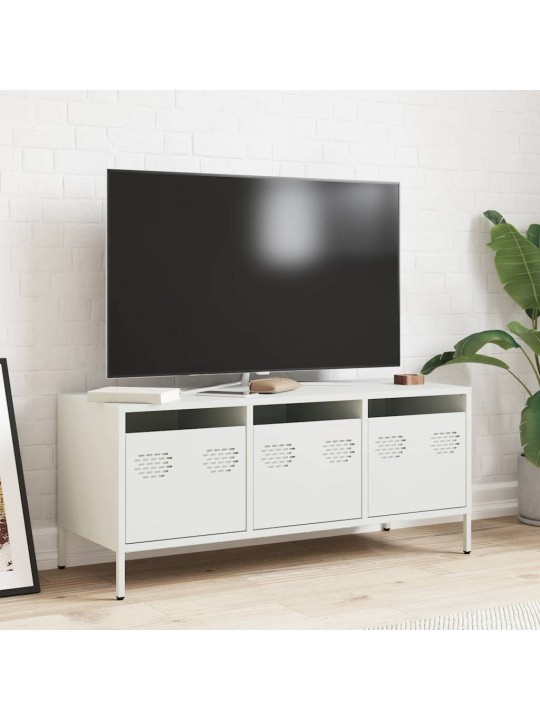 TV skříňka bílá 101,5 x 39 x 43,5 cm ocel válcovaná za studena