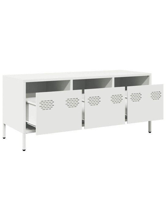 TV skříňka bílá 101,5 x 39 x 43,5 cm ocel válcovaná za studena