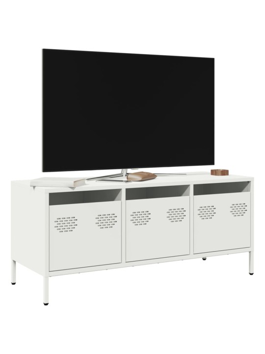 TV skříňka bílá 101,5 x 39 x 43,5 cm ocel válcovaná za studena
