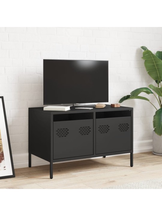 TV skříňka černá 68 x 39 x 43,5 cm ocel válcovaná za studena