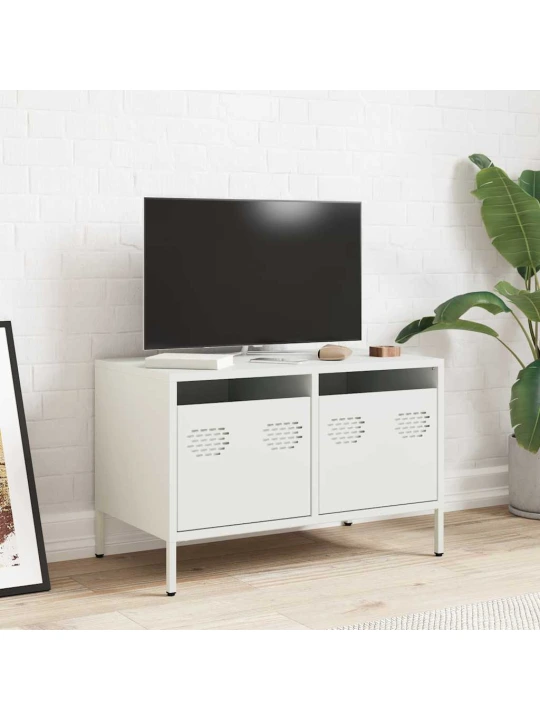 TV skříňka bílá 68 x 39 x 43,5 cm ocel válcovaná za studena