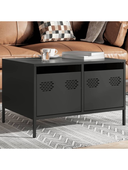 TV skříňka černá 68 x 50 x 43,5 cm ocel válcovaná za studena