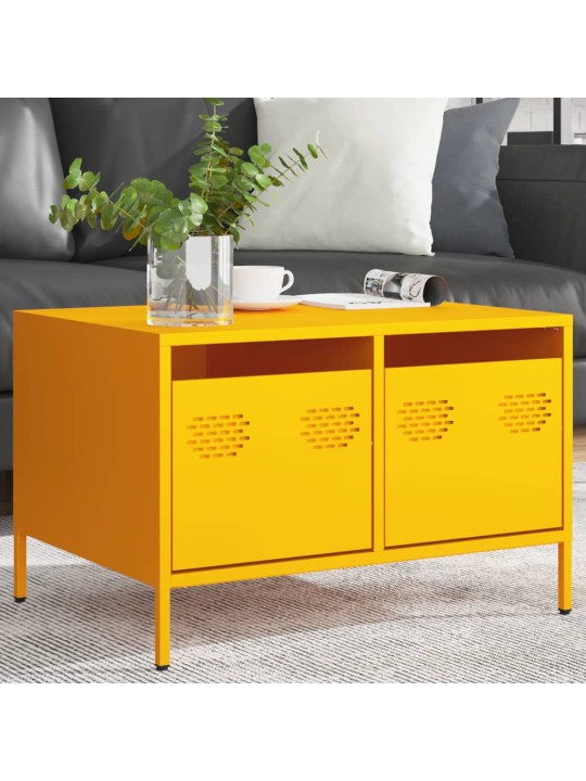 TV skříňka žlutá 68 x 50 x 43,5 cm ocel válcovaná za studena