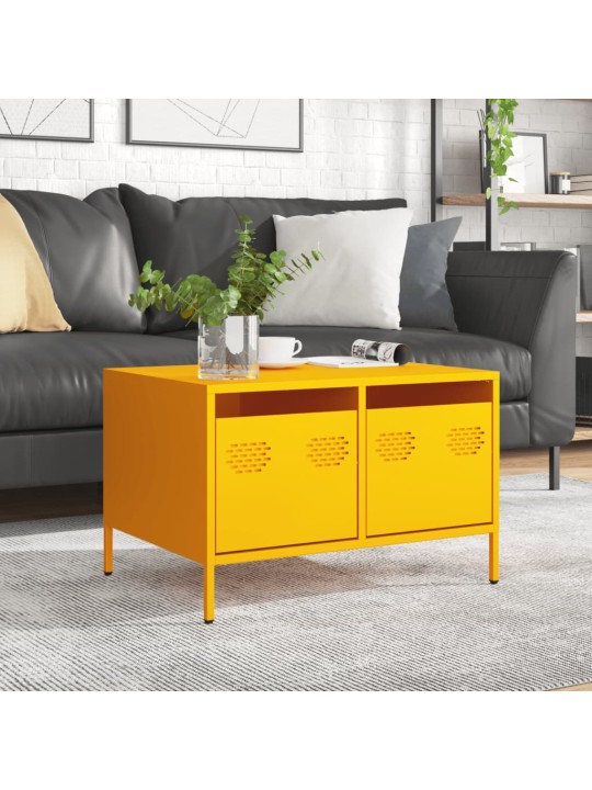 TV skříňka žlutá 68 x 50 x 43,5 cm ocel válcovaná za studena