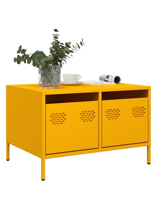 TV skříňka žlutá 68 x 50 x 43,5 cm ocel válcovaná za studena