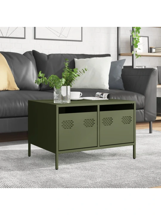 TV skříňka olivová 68 x 50 x 43,5 cm ocel válcovaná za studena
