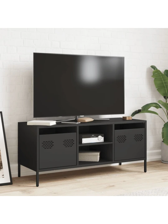 TV skříňka černá 101,5 x 39 x 43,5 cm ocel válcovaná za studena