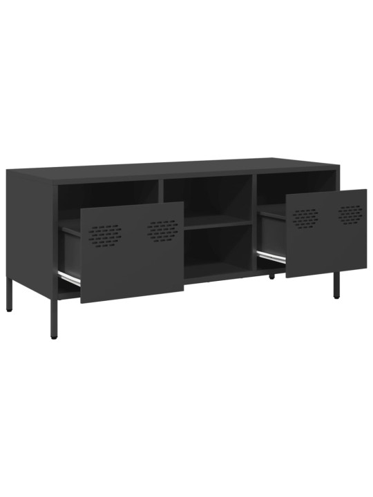 TV skříňka černá 101,5 x 39 x 43,5 cm ocel válcovaná za studena