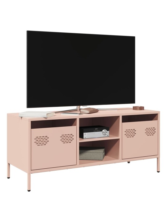 TV skříňka růžová 101,5x39x43,5 cm ocel válcovaná za studena