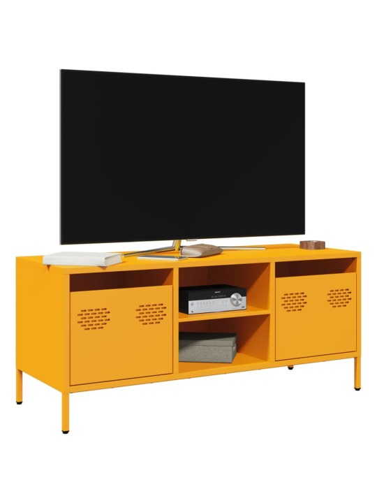 TV skříňka hořčicově žlutá 101,5 x 39 x 43,5 cm ocel