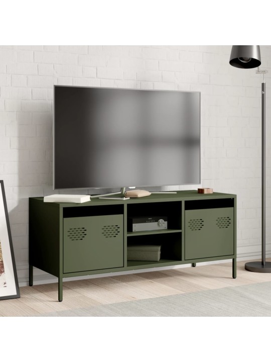 TV skříňka olivově zelená 101,5 x 39 x 43,5 cm ocel