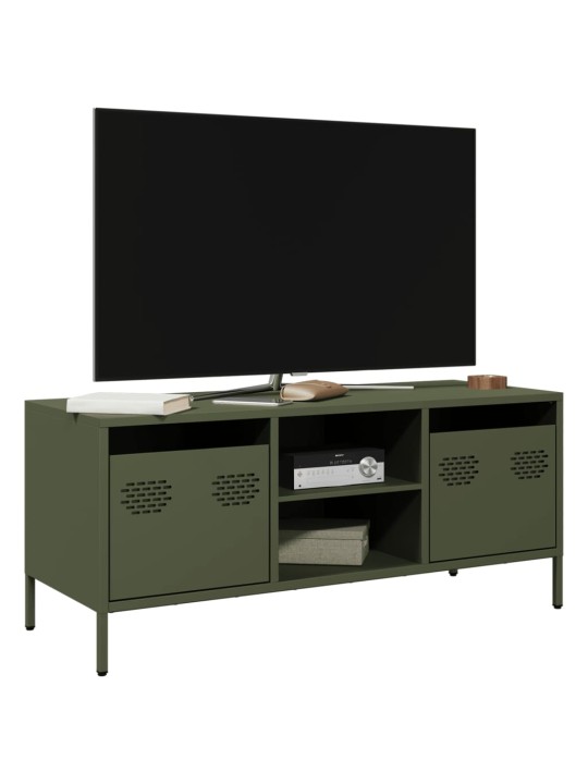 TV skříňka olivově zelená 101,5 x 39 x 43,5 cm ocel